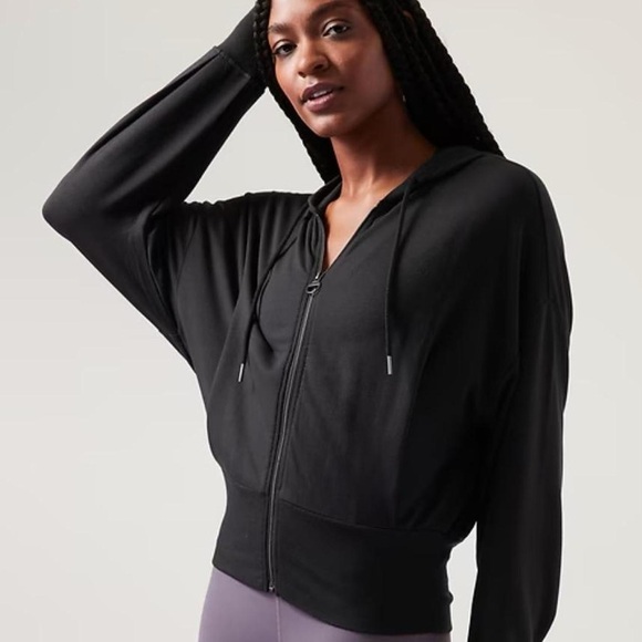 Athleta Tops - ATHLETA Plus Balance Black Zipped
Jacket Hoodie Sweatshirt